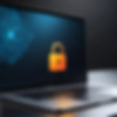 Digital Security on Mac A sleek MacBook displaying a digital lock symbol