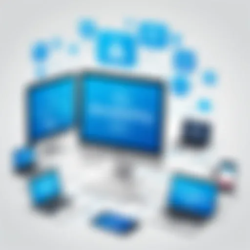 A graphic representation of online accessibility showing various devices connected to the internet.