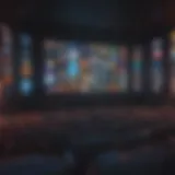 Vivid movie theater screen displaying a variety of movie genres