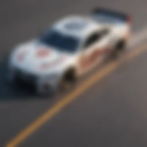 Sleek NASCAR race car speeding on track