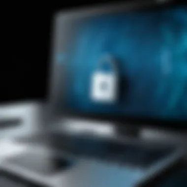 Navigating Online Security Challenges A locked computer symbolizing online security challenges