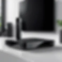 Sleek smart TV box connected to a modern television