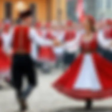 Vibrant Polish cultural festival with traditional dancers