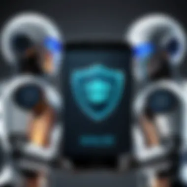 Illustration showing a shield guarding against phone bot spammers