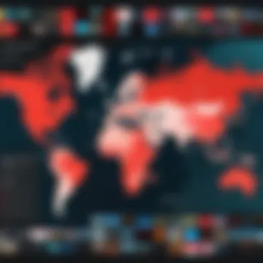 A world map highlighting various Netflix content libraries across different regions