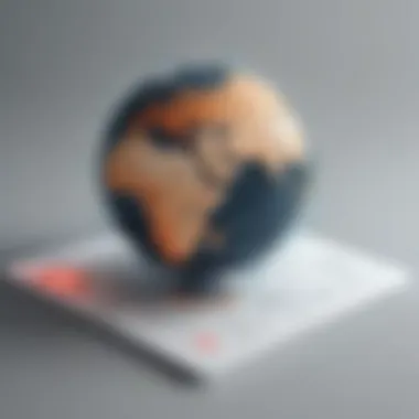 Illustration representing virtual globe with IP address connections