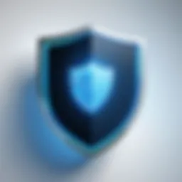 Abstract blue digital shield symbolizing online security