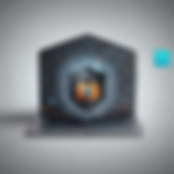 Illustration of VPN cloak enveloping digital devices for privacy protection
