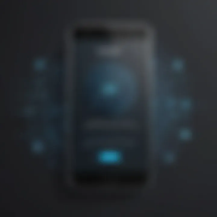Data encryption visualization on smartphone