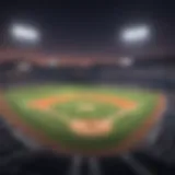 Baseball field under vibrant stadium lights