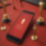 Smartphone displaying Oscars red carpet