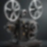 Vintage movie projector with film reels