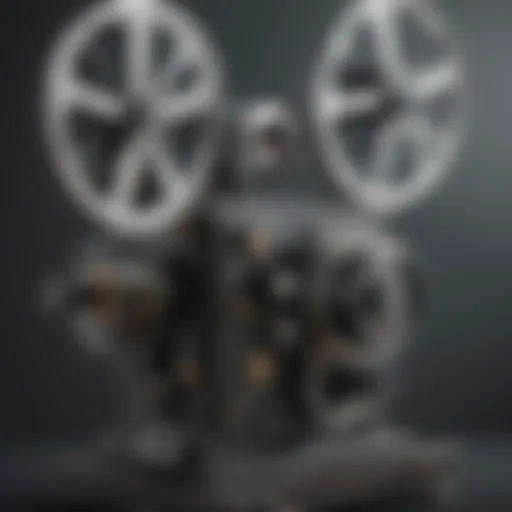 Vintage movie projector with film reels