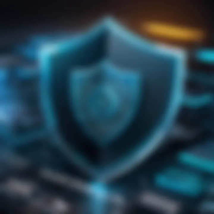 Cybersecurity shield symbolizing protection against exploits